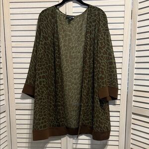 Antthony Green and Brown Animal Print Kimono Cardigan 1X